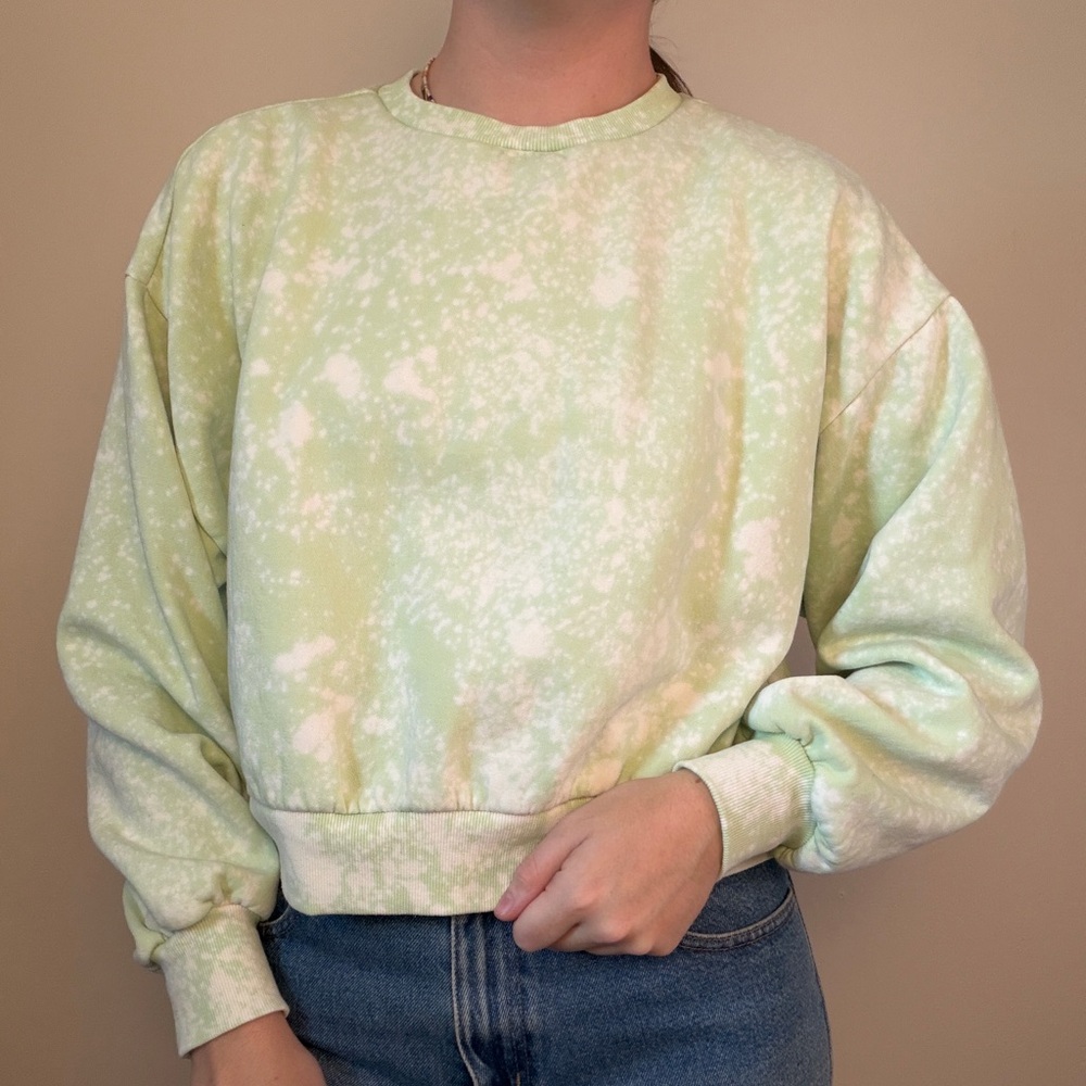 Anthropologie Daily Practice green tie dye pullover sweatshirt Small